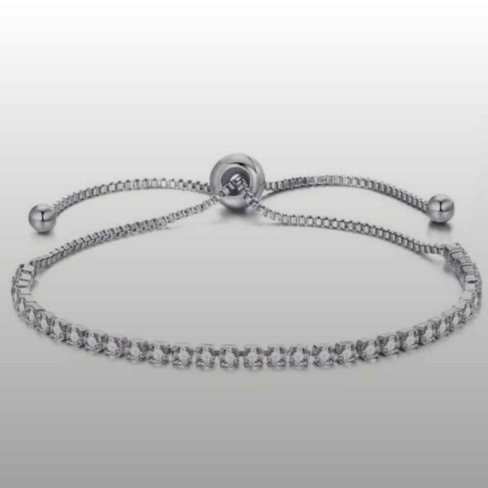 💎NWT Silver Sliding Adjustable Tennis Bracelet💎